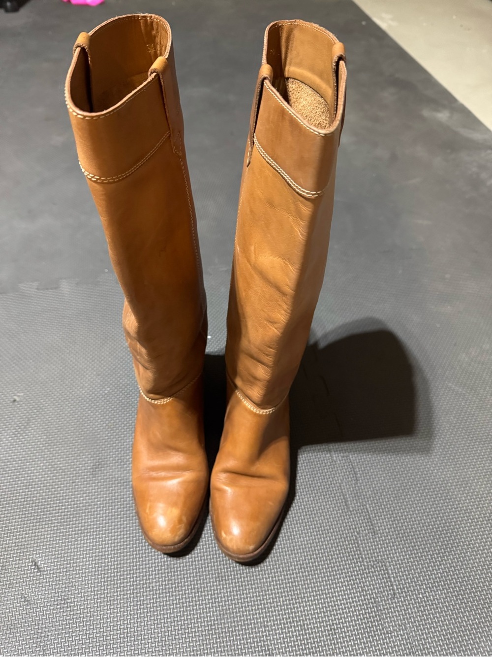 Tall Leather Riding Boots in Tan